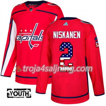 Washington Capitals tröja Matt Niskanen 2 Röd USA Flag Fashion 2017-2018 Adidas Authentic - NHL Tröjor Barn